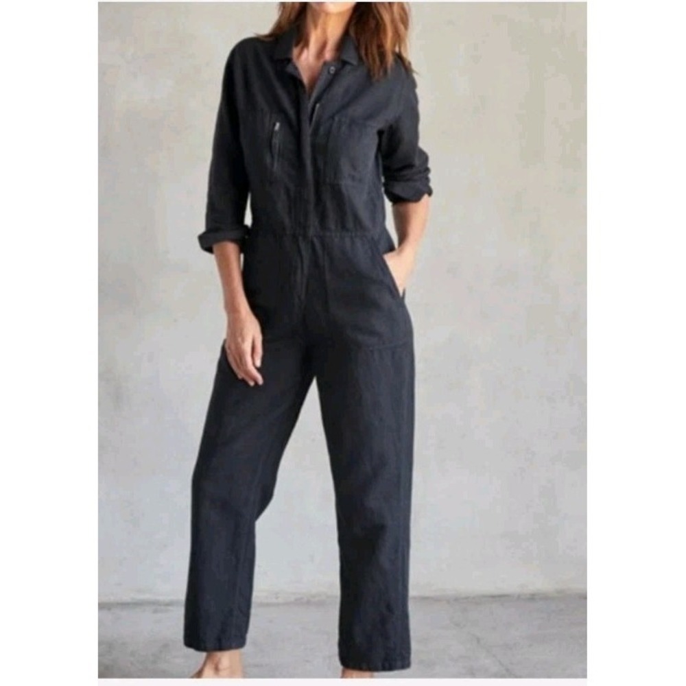 Outerknown XS Utility Zip-up Coveralls Organic Cotton Linen Unique Patch - Picture 2 of 10